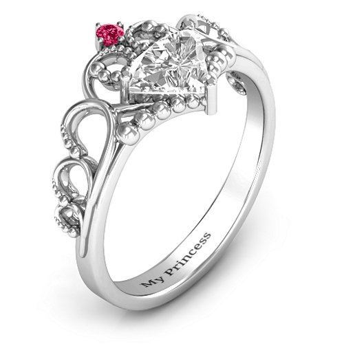 Dreams Do Come True Tiara Ring – Sterling Silver with White Premium Zirconia and Ruby
