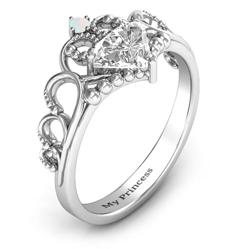 Dreams Do Come True Tiara Ring – Sterling Silver with White Premium Zirconia and Opal