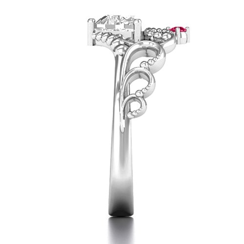 Dreams Do Come True Tiara Ring – Sterling Silver with White Premium Zirconia and Ruby