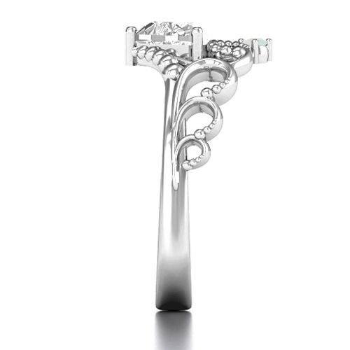 Dreams Do Come True Tiara Ring – Sterling Silver with White Premium Zirconia and Opal