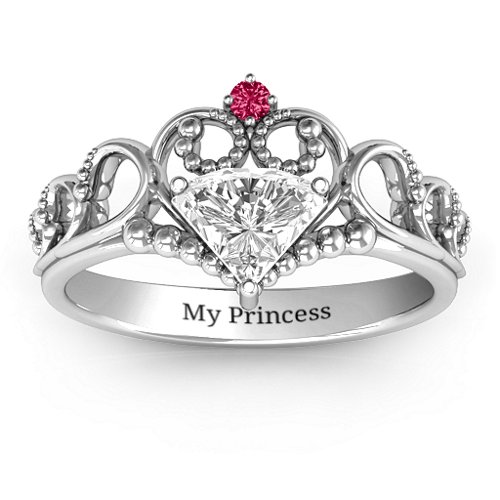 Dreams Do Come True Tiara Ring – Sterling Silver with White Premium Zirconia and Ruby