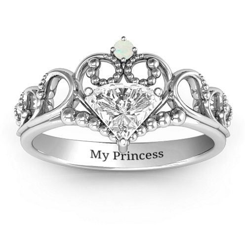 Dreams Do Come True Tiara Ring – Sterling Silver with White Premium Zirconia and Opal