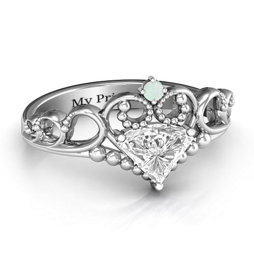 Dreams Do Come True Tiara Ring – Sterling Silver with White Premium Zirconia and Opal