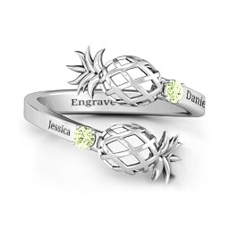 Pineapple Passion Wraparound Ring in 925 Sterling Silver with Peridot