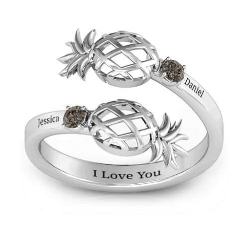 Pineapple Passion Wraparound Ring – Sterling Silver with Smokey Quartz