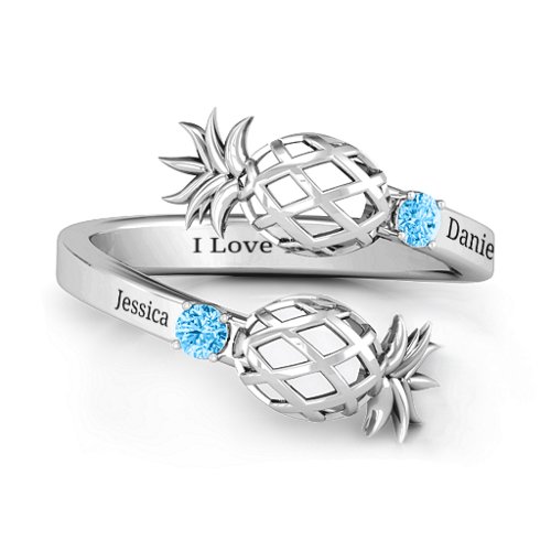 Pineapple Passion Wraparound Ring – Sterling Silver with Blue Topaz