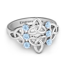 Celtic Charm Ring in 925 Sterling Silver with Aquamarine