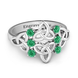 Celtic Charm Ring in 925 Sterling Silver with Emerald