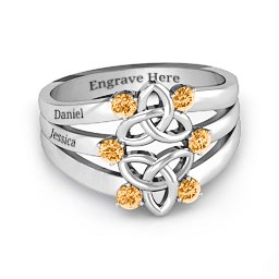 Celtic Celebration Ring in 925 Sterling Silver with Citrine