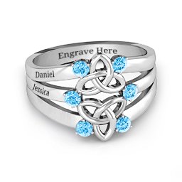 Celtic Celebration Ring in 925 Sterling Silver with Blue Topaz