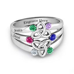 Celtic Celebration Ring in 925 Sterling Silver with Emerald, Ruby, Cubic Zirconia, Amethyst, and Blue Sapphire