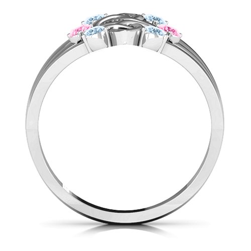 Celtic Celebration Ring – 10K White Gold with Aquamarine and Pink Tourmaline