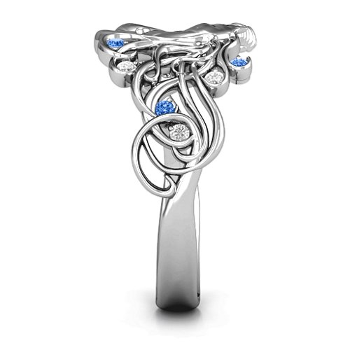 Rainbow Unicorn Ring – Sterling Silver with Blue Sapphire, Fancy Blue Premium Zirconia, and White Premium Zirconia