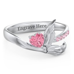 Mystical Mermaid Ring in 925 Sterling Silver with Pink Tourmaline and Fancy Pink Premium Zirconia