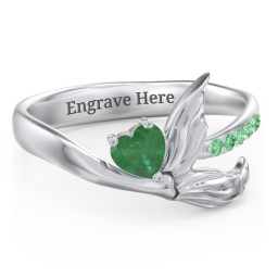 Mystical Mermaid Ring in 925 Sterling Silver with Emerald and Green Premium Zirconia