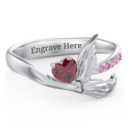 Mystical Mermaid Ring in 925 Sterling Silver with Ruby and Red Premium Zirconia