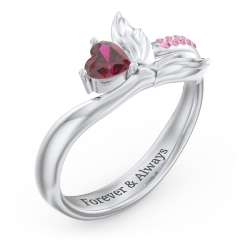 Mystical Mermaid Ring – Sterling Silver with Ruby and Red Premium Zirconia