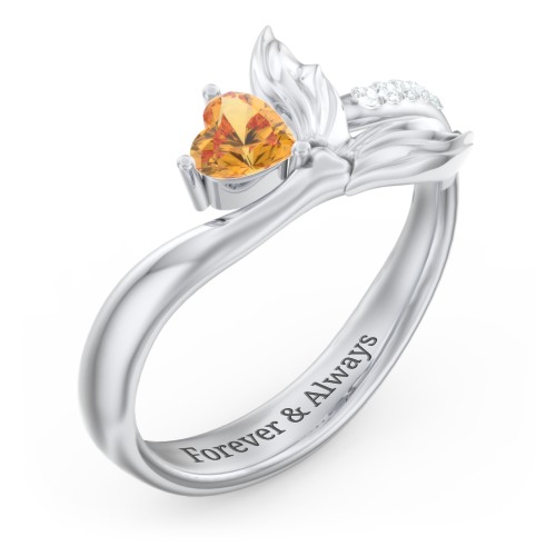 Mystical Mermaid Ring – Sterling Silver with Citrine and White Premium Zirconia