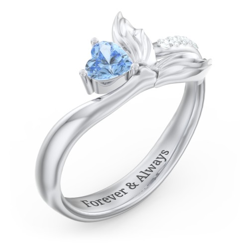 Mystical Mermaid Ring – Sterling Silver with Blue Topaz and White Premium Zirconia