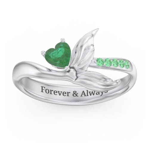 Mystical Mermaid Ring – Sterling Silver with Emerald and Green Premium Zirconia