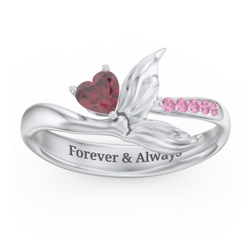 Mystical Mermaid Ring – Sterling Silver with Ruby and Red Premium Zirconia
