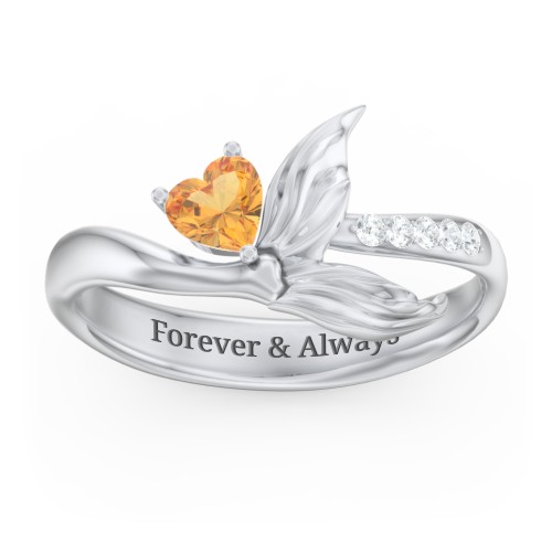 Mystical Mermaid Ring – Sterling Silver with Citrine and White Premium Zirconia