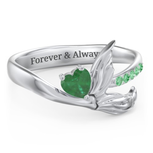 Mystical Mermaid Ring – Sterling Silver with Emerald and Green Premium Zirconia