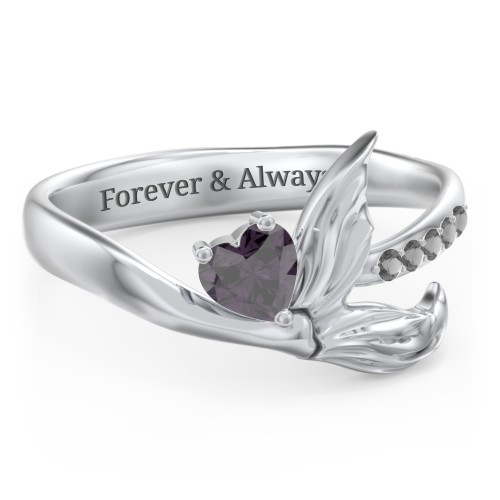 Mystical Mermaid Ring – Sterling Silver with Alexandrite and Black Premium Zirconia