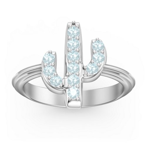 Chic In Cactus Ring – Sterling Silver with Aquamarine