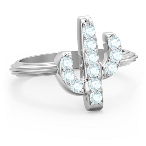 Chic In Cactus Ring – Sterling Silver with Aquamarine