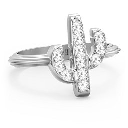 Chic In Cactus Ring in 10K Solid White Gold