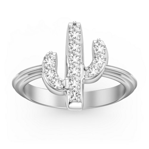 Chic In Cactus Ring – 10K White Gold with Cubic Zirconia