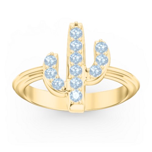 Chic In Cactus Ring – 10K Yellow Gold with Blue Topaz