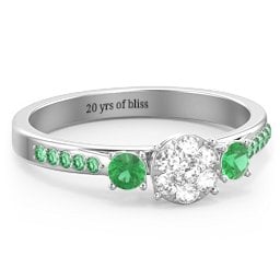 Trinity Cluster Ring with Birthstones and Accents