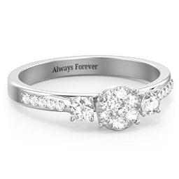 Trinity Cluster Ring with Birthstones and Accents