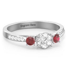 Trinity Cluster Ring with Birthstones and Accents