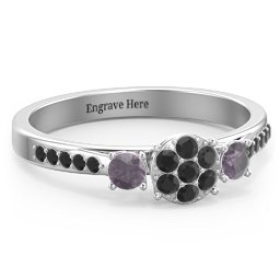 Trinity Cluster Ring with Birthstones and Accents
