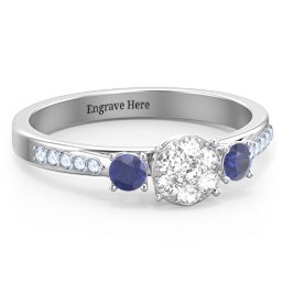 Trinity Cluster Ring with Birthstones and Accents