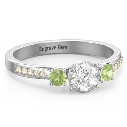 Trinity Cluster Ring with Birthstones and Accents