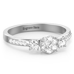 Trinity Cluster Ring with Birthstones and Accents in 925 Sterling Silver with White Premium Zirconia and Cubic Zirconia