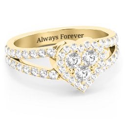 Written in the Stars Heart Cluster Ring in 18K Gold Plated Silver with Cubic Zirconia and White Premium Zirconia