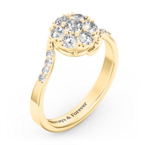 Ariel Round Cluster Ring – 10K Yellow Gold with Cubic Zirconia and White Premium Zirconia