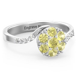 Ariel Round Cluster Ring in 925 Sterling Silver with Citrine and White Premium Zirconia