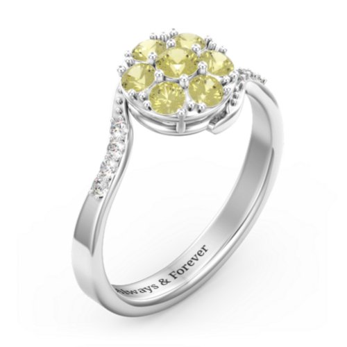 Ariel Round Cluster Ring – Sterling Silver with Citrine and White Premium Zirconia