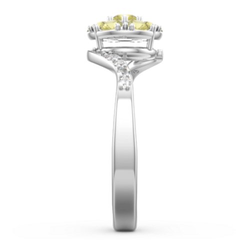 Ariel Round Cluster Ring – Sterling Silver with Citrine and White Premium Zirconia