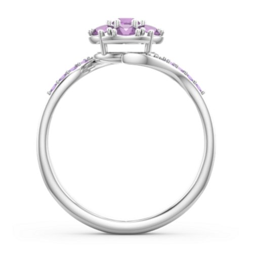 Ariel Round Cluster Ring – Sterling Silver with Amethyst and Amethyst Premium Zirconia