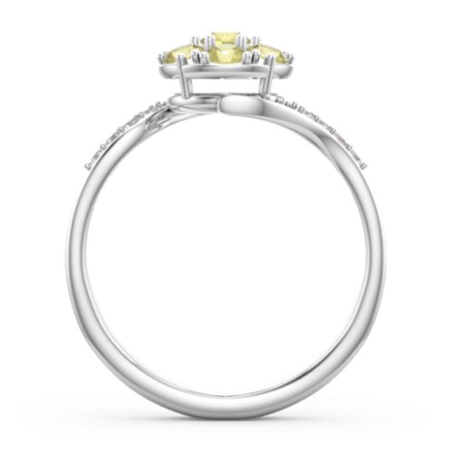 Ariel Round Cluster Ring – Sterling Silver with Citrine and White Premium Zirconia
