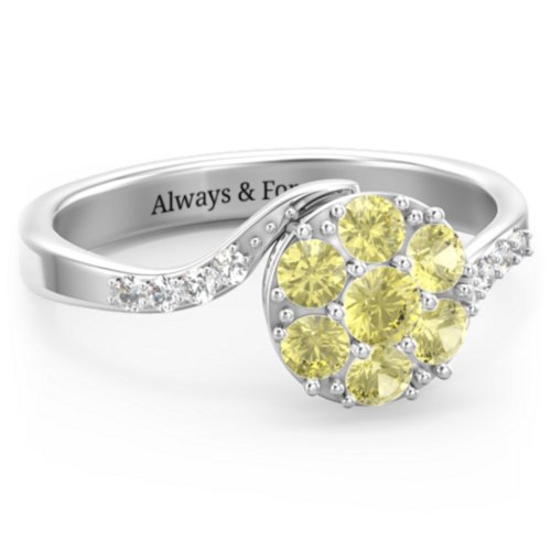 Ariel Round Cluster Ring – Sterling Silver with Citrine and White Premium Zirconia