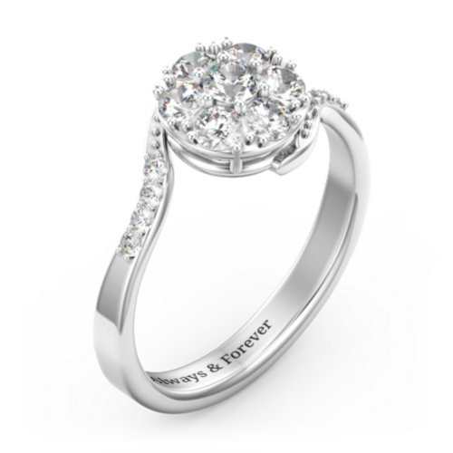 Ariel Round Cluster Ring – 10K White Gold with Cubic Zirconia and White Premium Zirconia