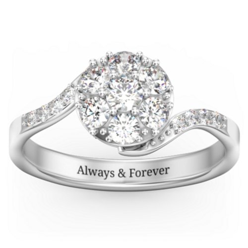 Ariel Round Cluster Ring – 10K White Gold with Cubic Zirconia and White Premium Zirconia